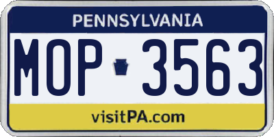 PA license plate MOP3563
