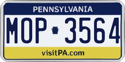 PA license plate MOP3564