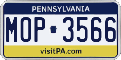 PA license plate MOP3566