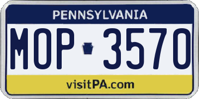 PA license plate MOP3570