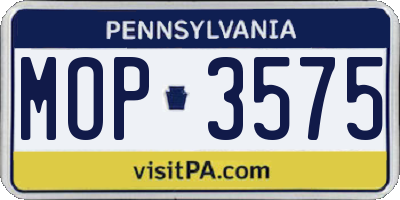 PA license plate MOP3575