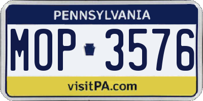 PA license plate MOP3576