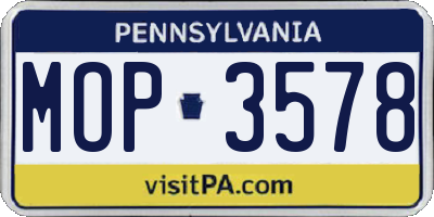 PA license plate MOP3578