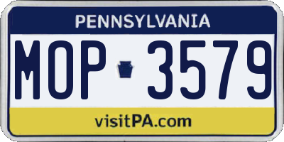 PA license plate MOP3579