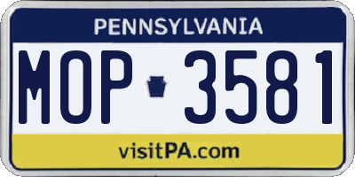 PA license plate MOP3581