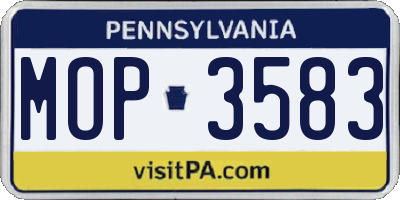 PA license plate MOP3583