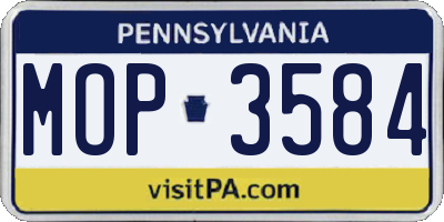 PA license plate MOP3584