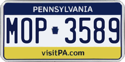 PA license plate MOP3589