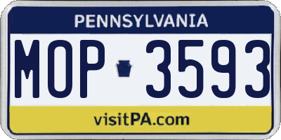 PA license plate MOP3593
