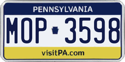 PA license plate MOP3598