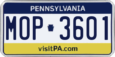 PA license plate MOP3601