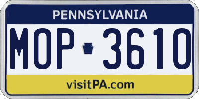PA license plate MOP3610