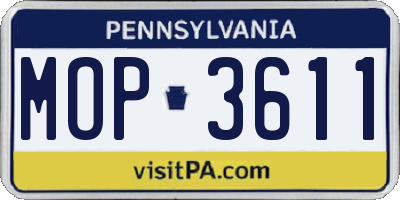 PA license plate MOP3611