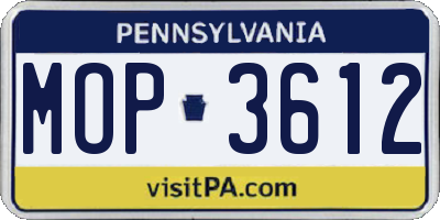 PA license plate MOP3612