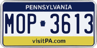 PA license plate MOP3613