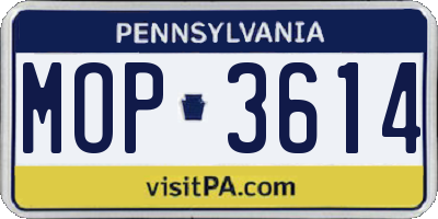 PA license plate MOP3614