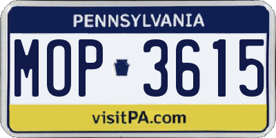 PA license plate MOP3615