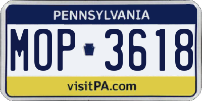 PA license plate MOP3618