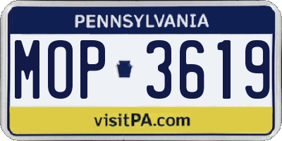 PA license plate MOP3619