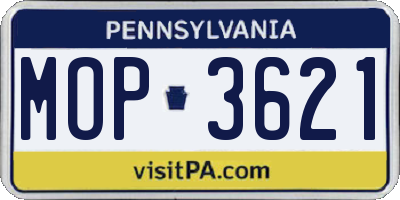 PA license plate MOP3621