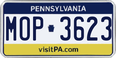 PA license plate MOP3623