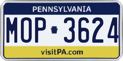 PA license plate MOP3624