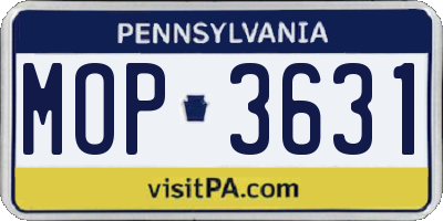 PA license plate MOP3631