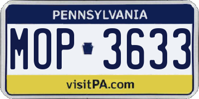 PA license plate MOP3633