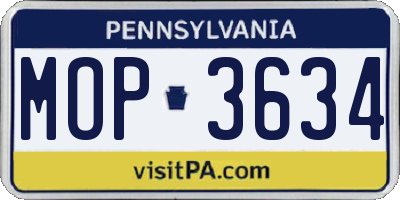 PA license plate MOP3634