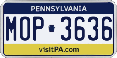 PA license plate MOP3636