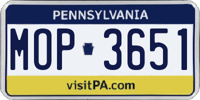 PA license plate MOP3651