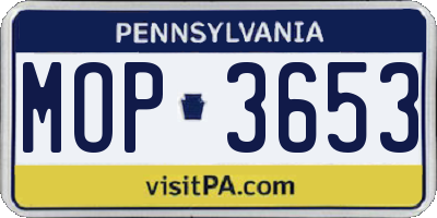 PA license plate MOP3653