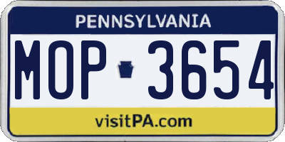 PA license plate MOP3654