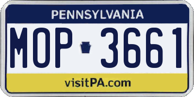 PA license plate MOP3661