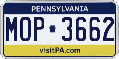 PA license plate MOP3662