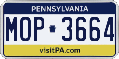 PA license plate MOP3664