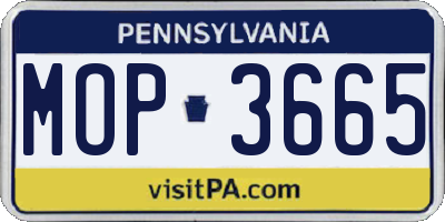 PA license plate MOP3665