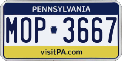 PA license plate MOP3667