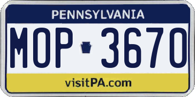 PA license plate MOP3670