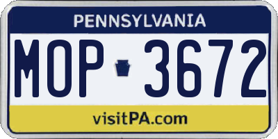 PA license plate MOP3672