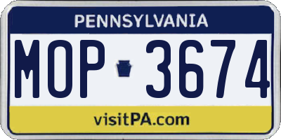 PA license plate MOP3674