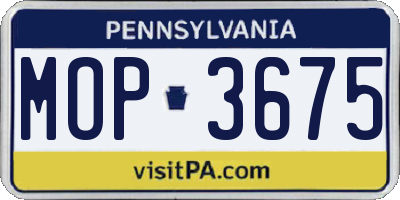 PA license plate MOP3675