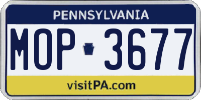 PA license plate MOP3677