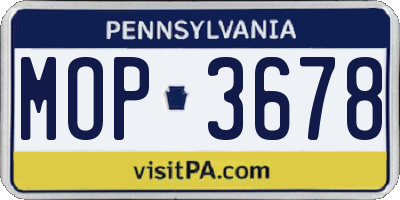 PA license plate MOP3678