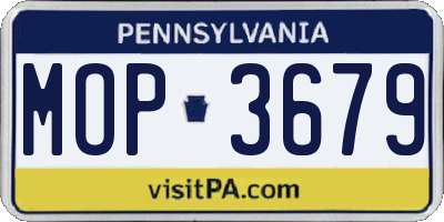 PA license plate MOP3679