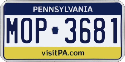 PA license plate MOP3681