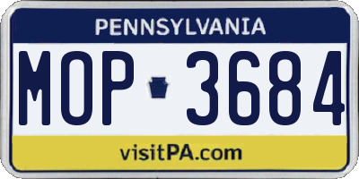 PA license plate MOP3684