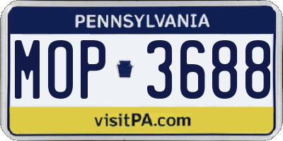 PA license plate MOP3688