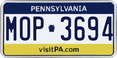 PA license plate MOP3694