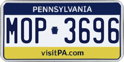 PA license plate MOP3696